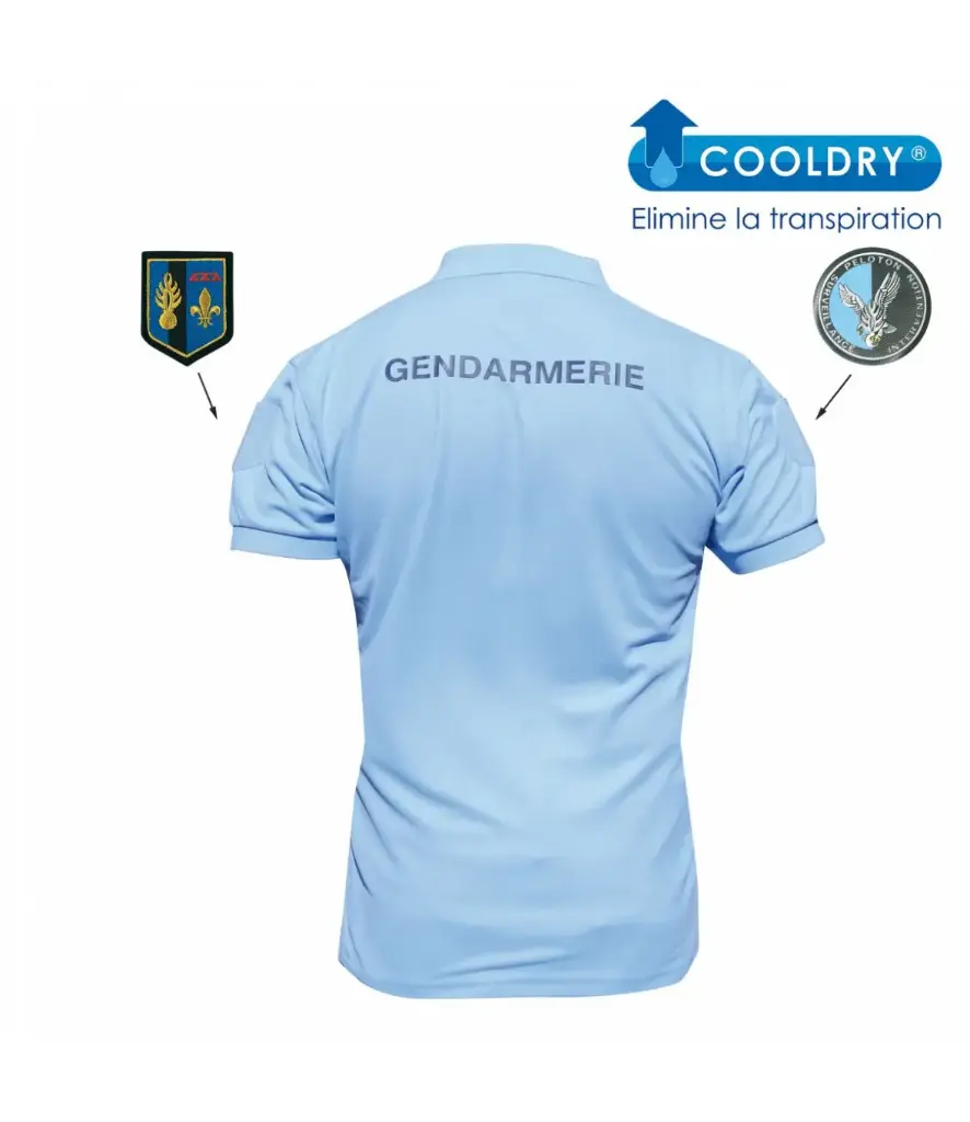 Polo respirant Gendarmerie Bleu + velcros - Patrol Equipement